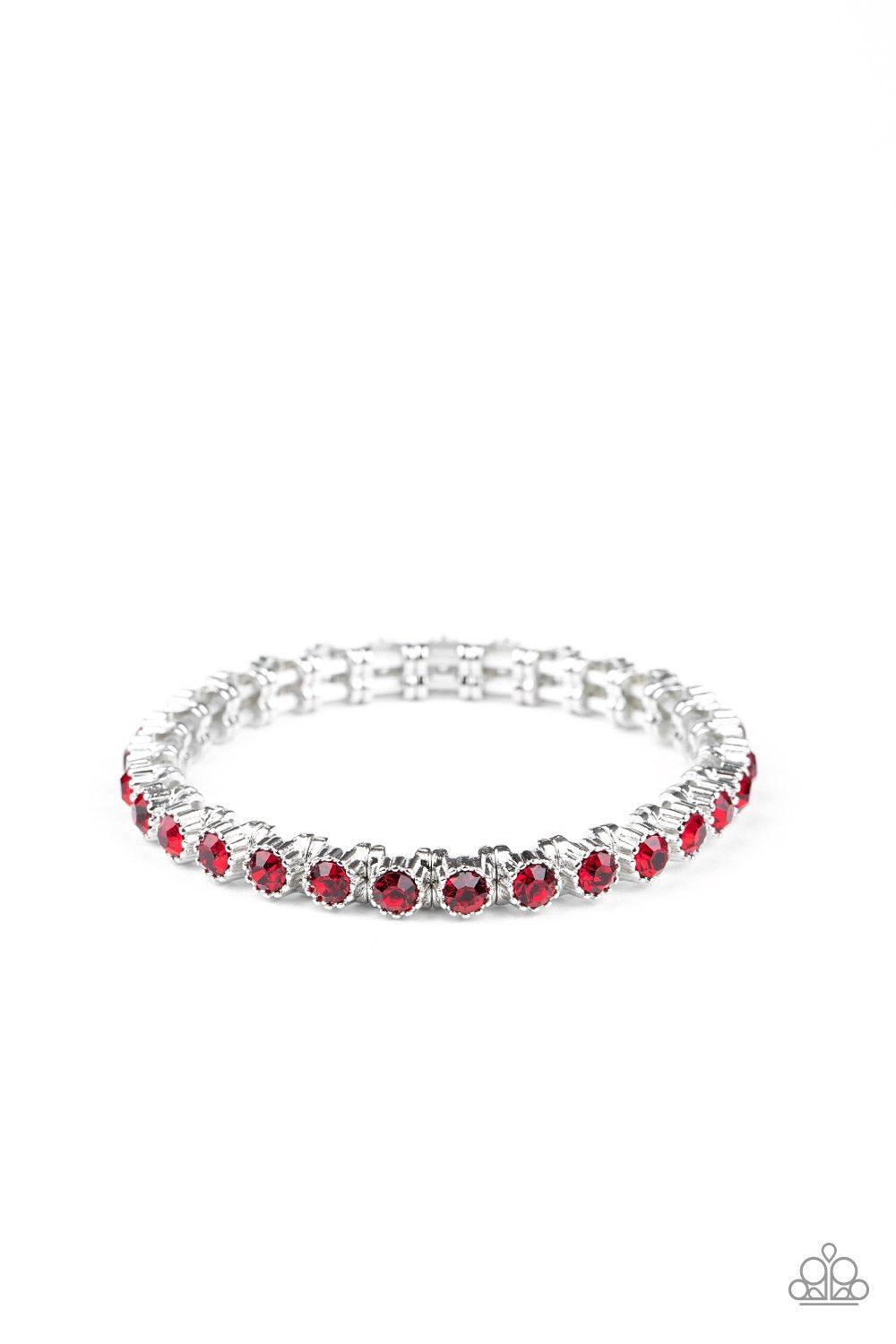 Starry Social Red Rhinestone Bracelet - Paparazzi Accessories- lightbox - CarasShop.com - Paparazzi Jewelry by Cara Jewels