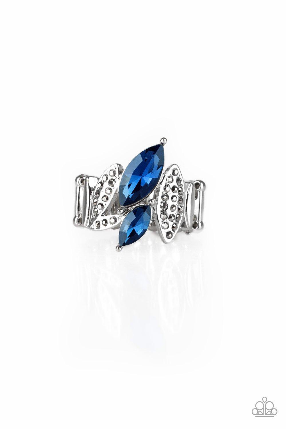 Stay Sassy Blue Rhinestone Ring - Paparazzi Accessories- lightbox - CarasShop.com - Paparazzi Jewelry by Cara Jewels