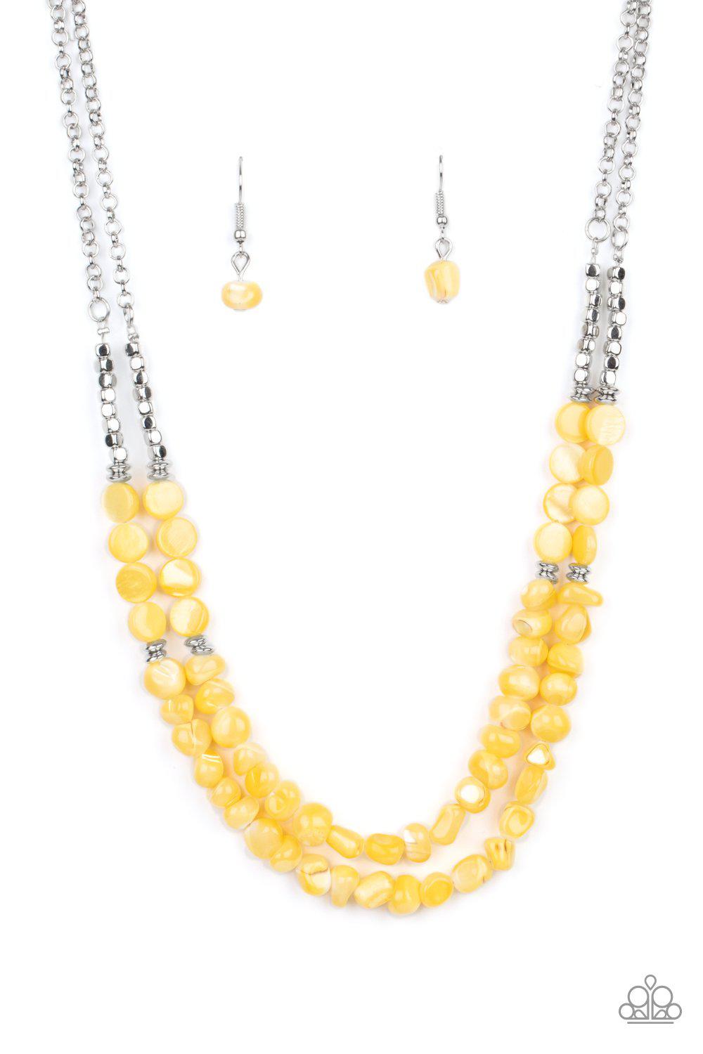 Staycation Status Yellow and Silver Necklace - Paparazzi Accessories- lightbox - CarasShop.com - Paparazzi Jewelry by Cara Jewels