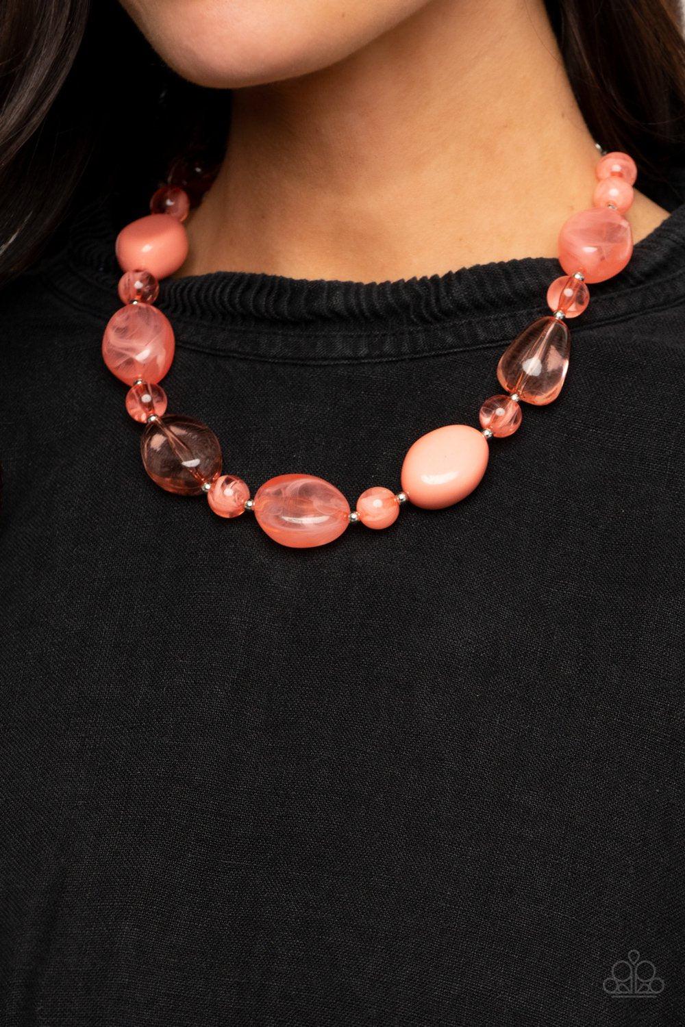 Staycation Stunner Coral Necklace - Paparazzi Accessories- lightbox - CarasShop.com - Paparazzi Jewelry by Cara Jewels