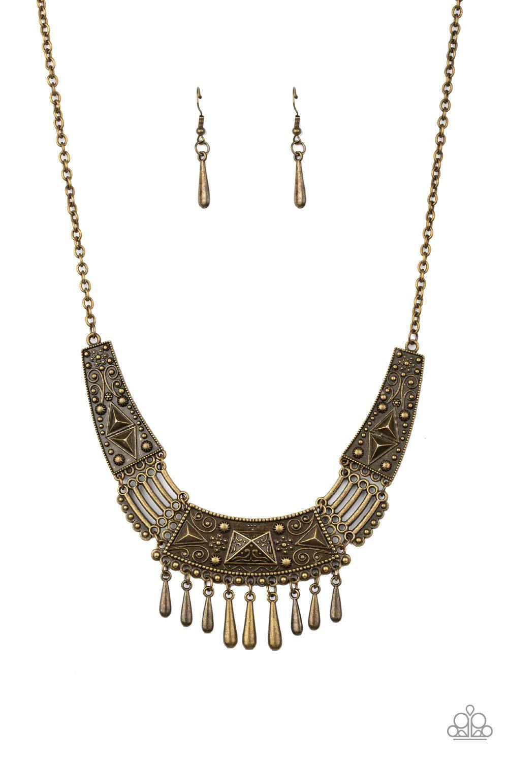 STEER It Up Brass Necklace - Paparazzi Accessories- lightbox - CarasShop.com - Paparazzi Jewelry by Cara Jewels