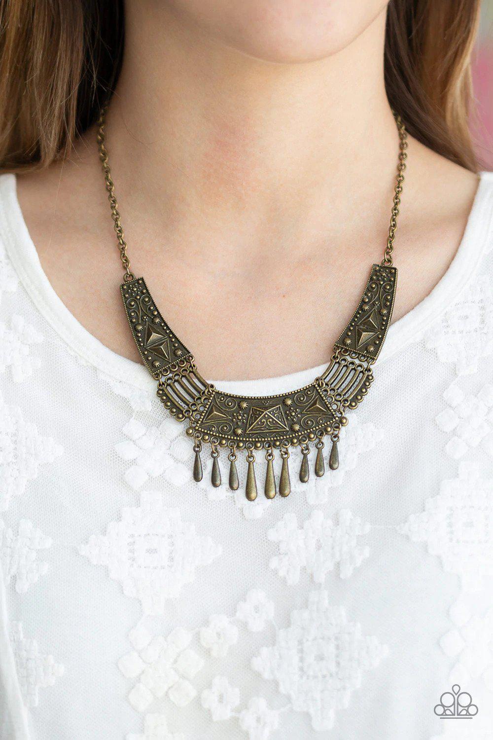 STEER It Up Brass Necklace - Paparazzi Accessories- lightbox - CarasShop.com - Paparazzi Jewelry by Cara Jewels