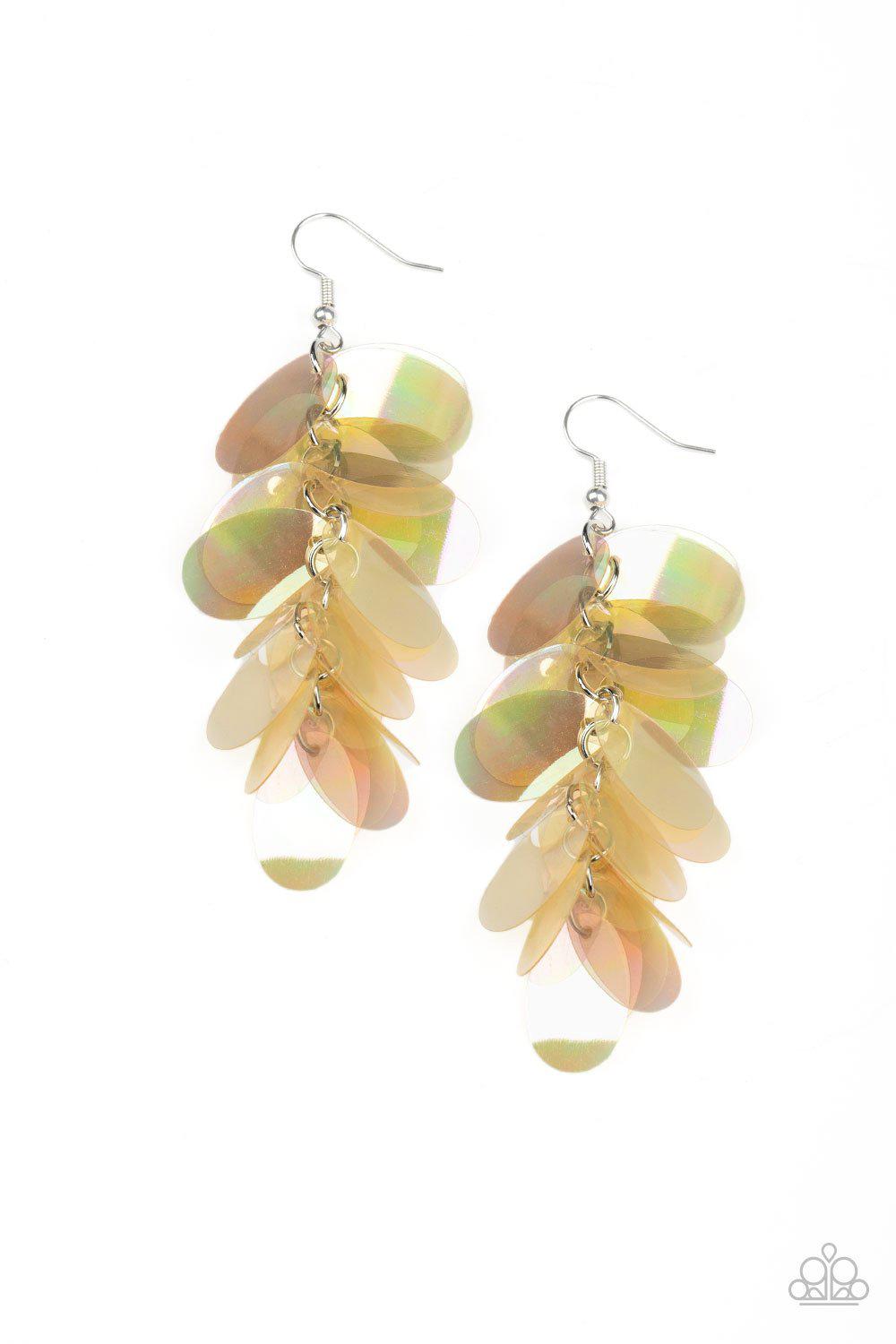 Stellar In Sequins Multi Iridescent Sequin Earrings - Paparazzi Accessories- lightbox - CarasShop.com - Paparazzi Jewelry by Cara Jewels