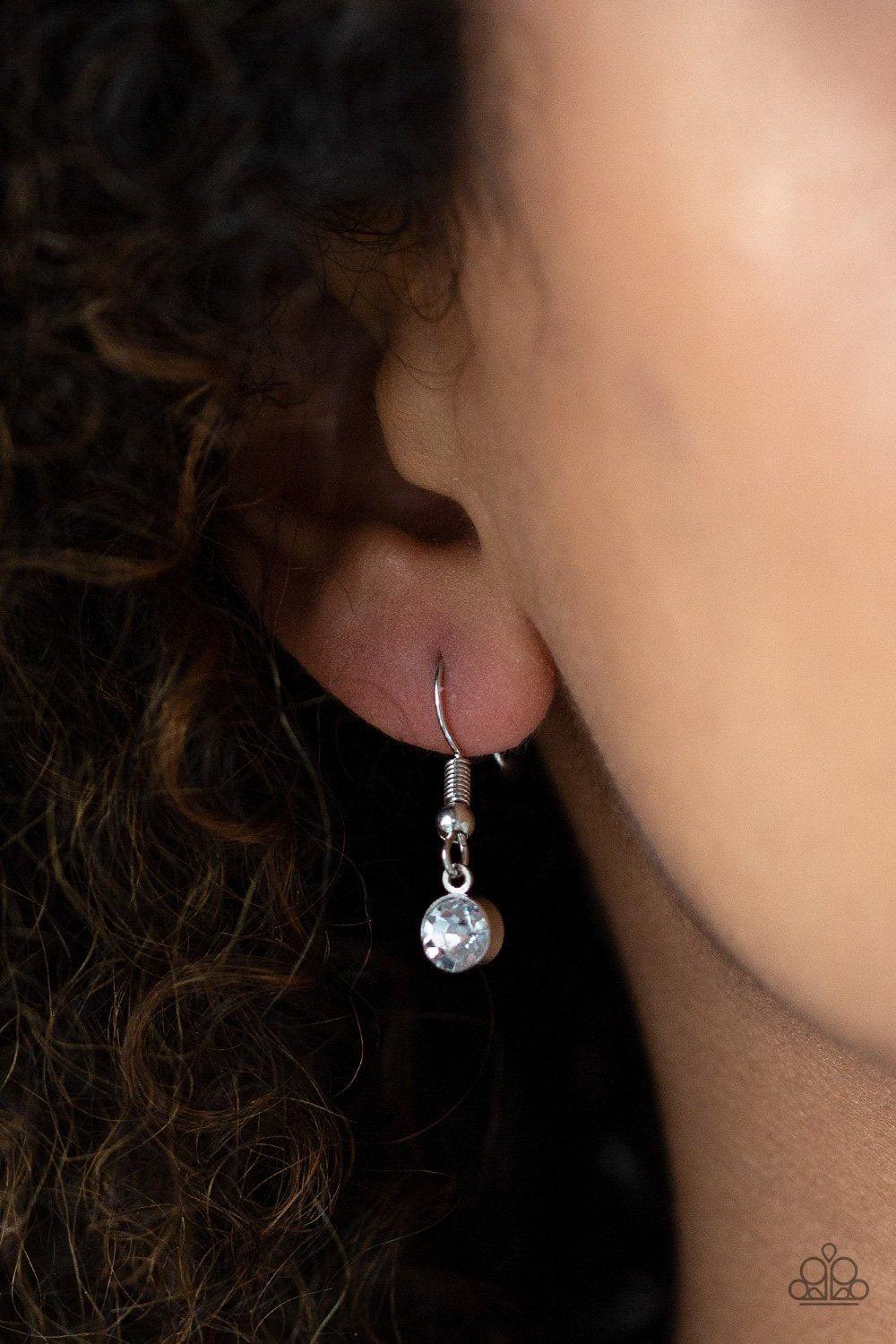 Stellar Sophistication Pink Teardrop Rhinestone Necklace - Paparazzi Accessories - free matching earrings -CarasShop.com - Paparazzi Jewelry by Cara Jewels