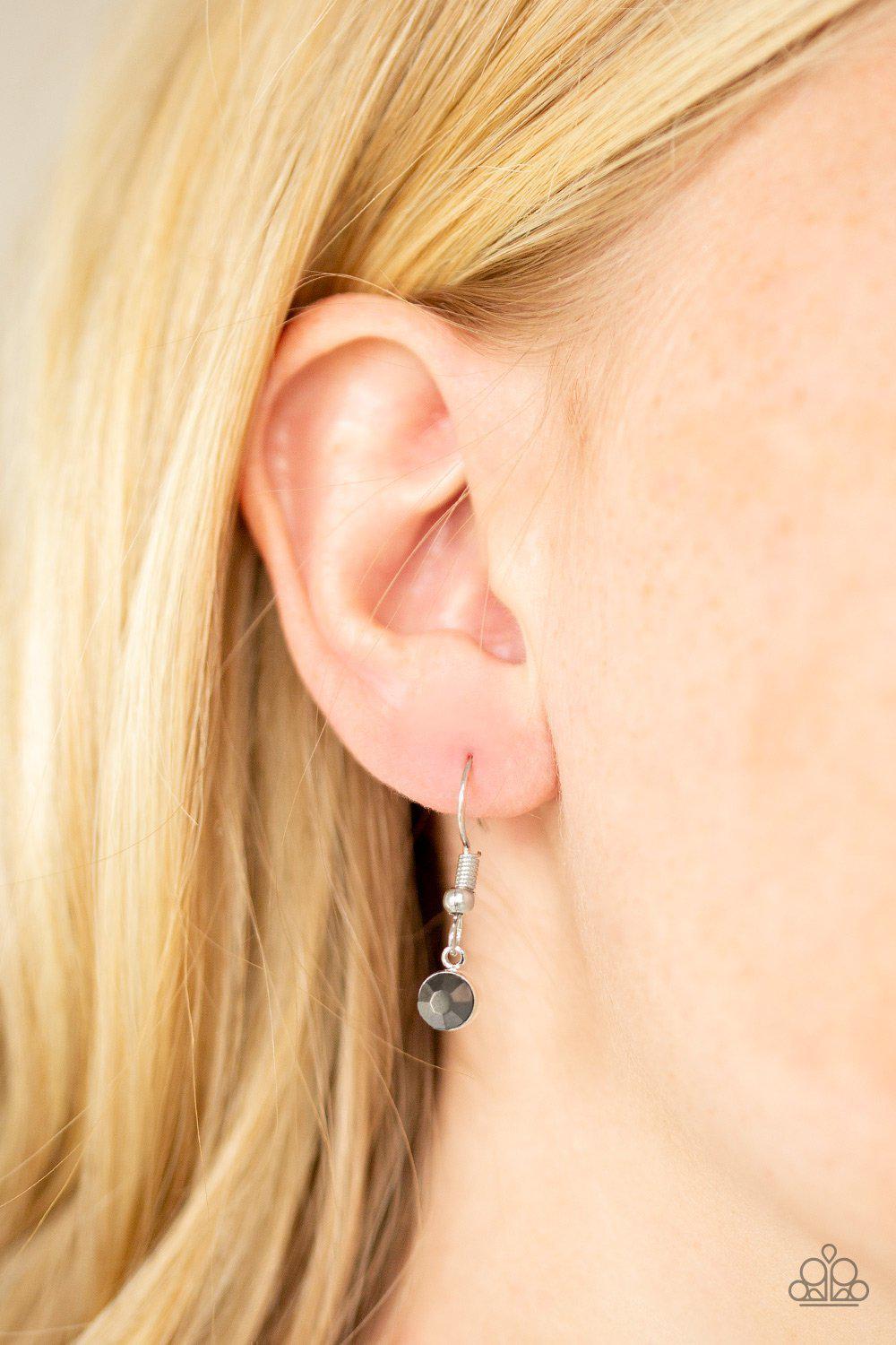 Stellar Sophistication Silver and Smoky Teardrop Pendant Necklace - Paparazzi Accessories - free matching earrings -CarasShop.com - Paparazzi Jewelry by Cara Jewels