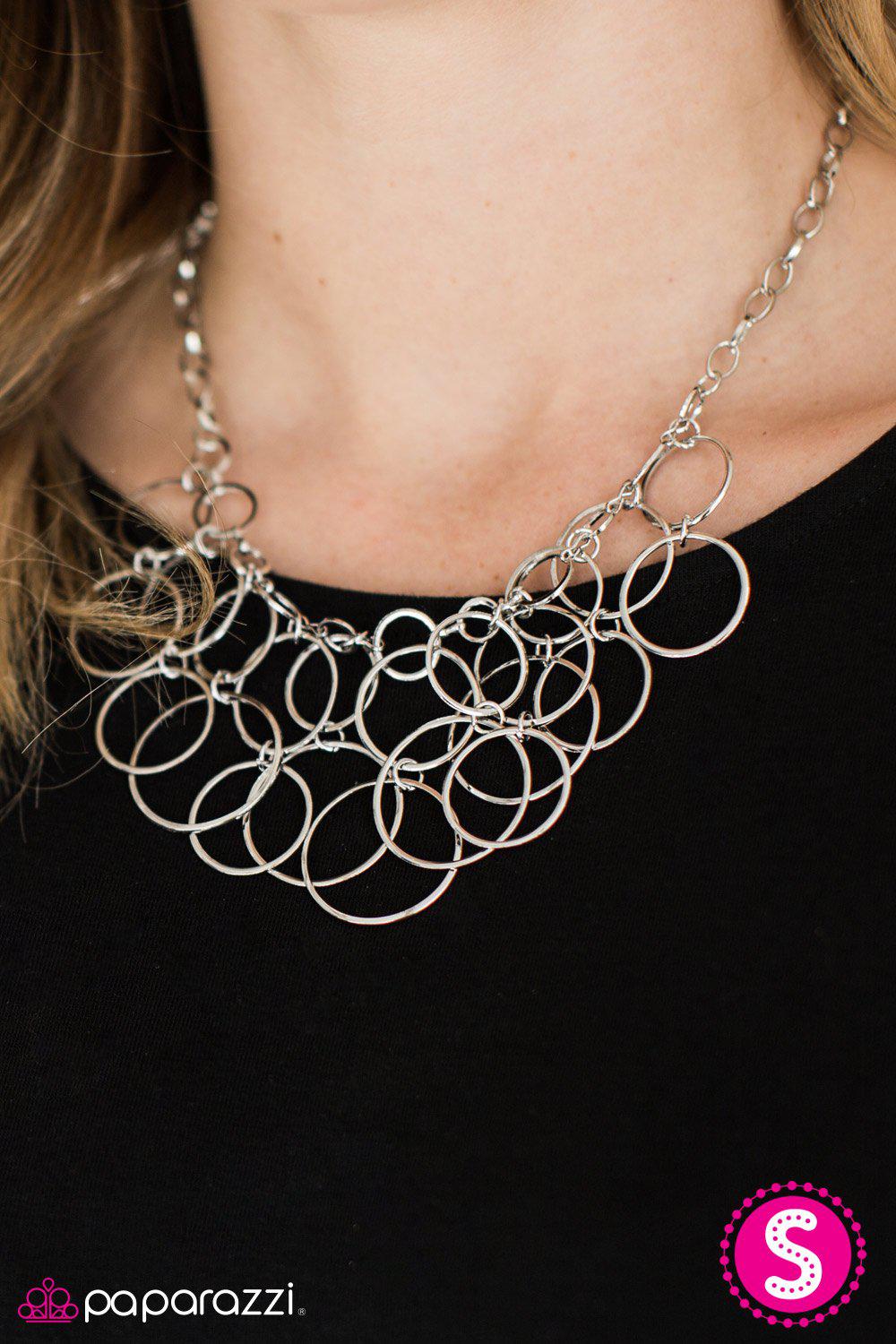 Step Into The Bling Ring Silver Necklace - Paparazzi Accessories- lightbox - CarasShop.com - Paparazzi Jewelry by Cara Jewels