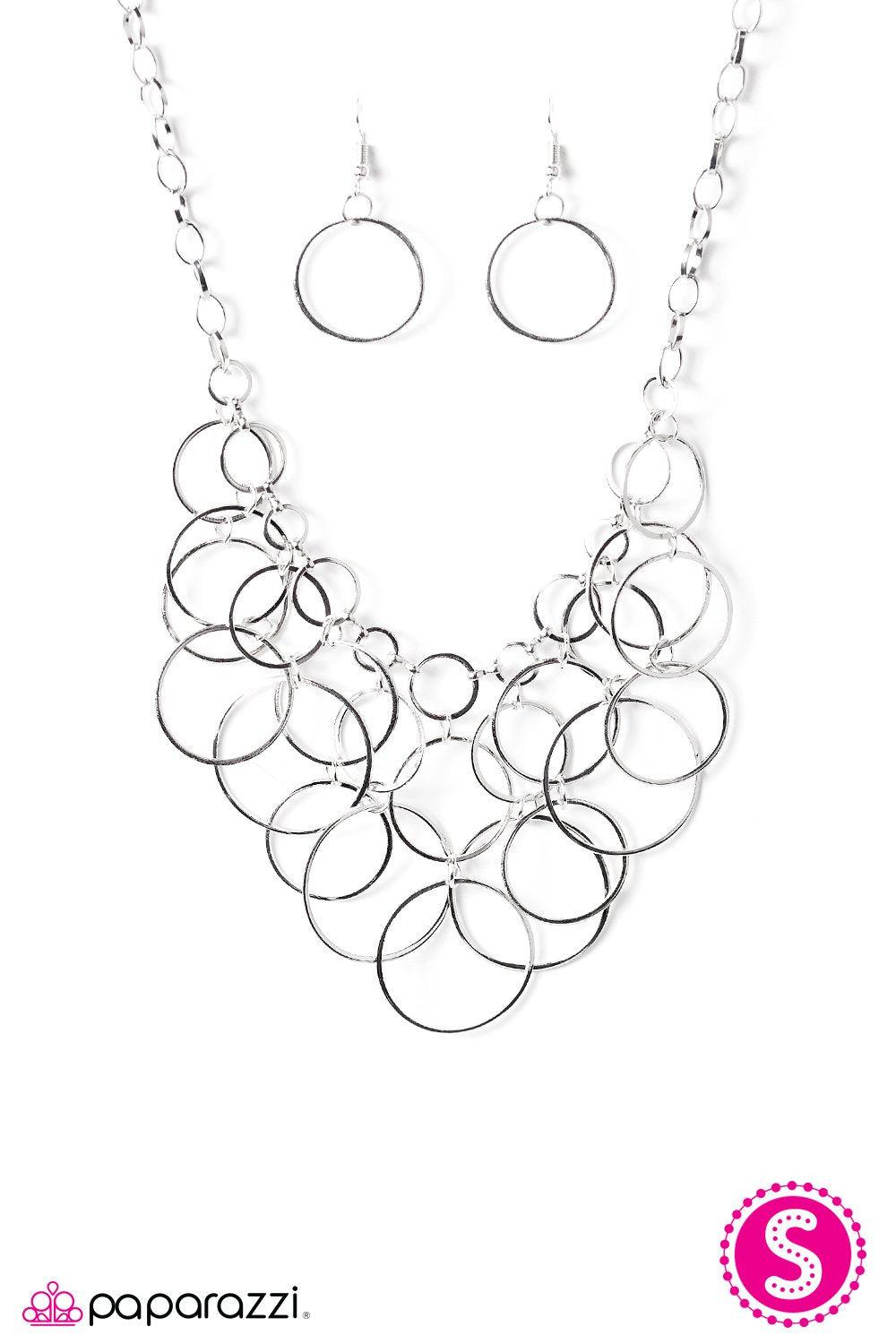 Step Into The Bling Ring Silver Necklace - Paparazzi Accessories- on model - CarasShop.com - Paparazzi Jewelry by Cara Jewels