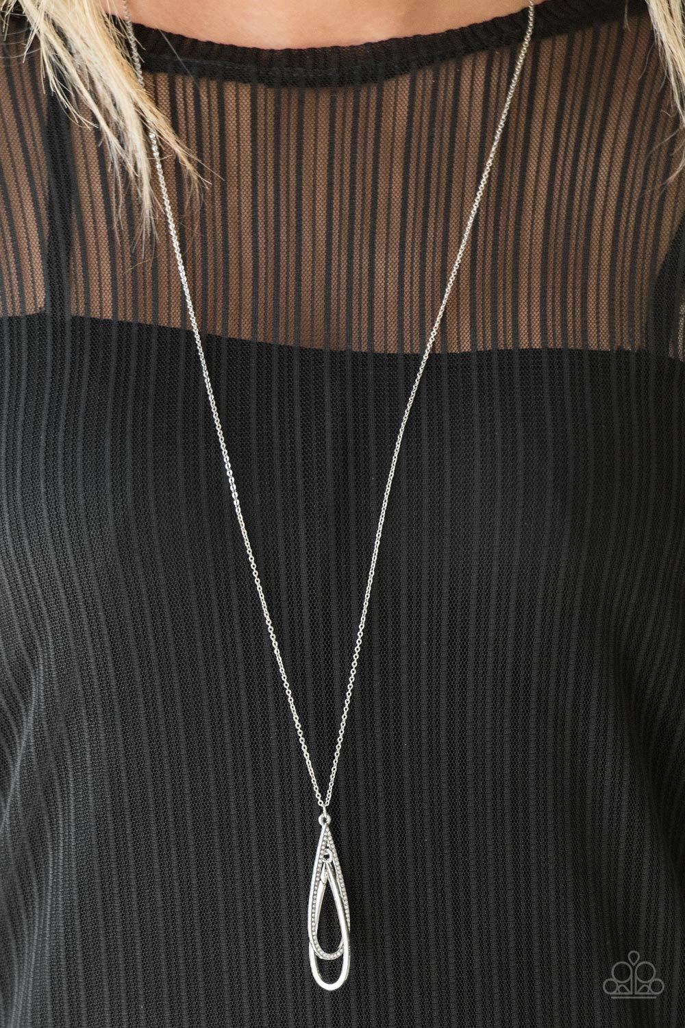 Step Into The Spotlight White Teardrop Necklace - Paparazzi Accessories- lightbox - CarasShop.com - Paparazzi Jewelry by Cara Jewels