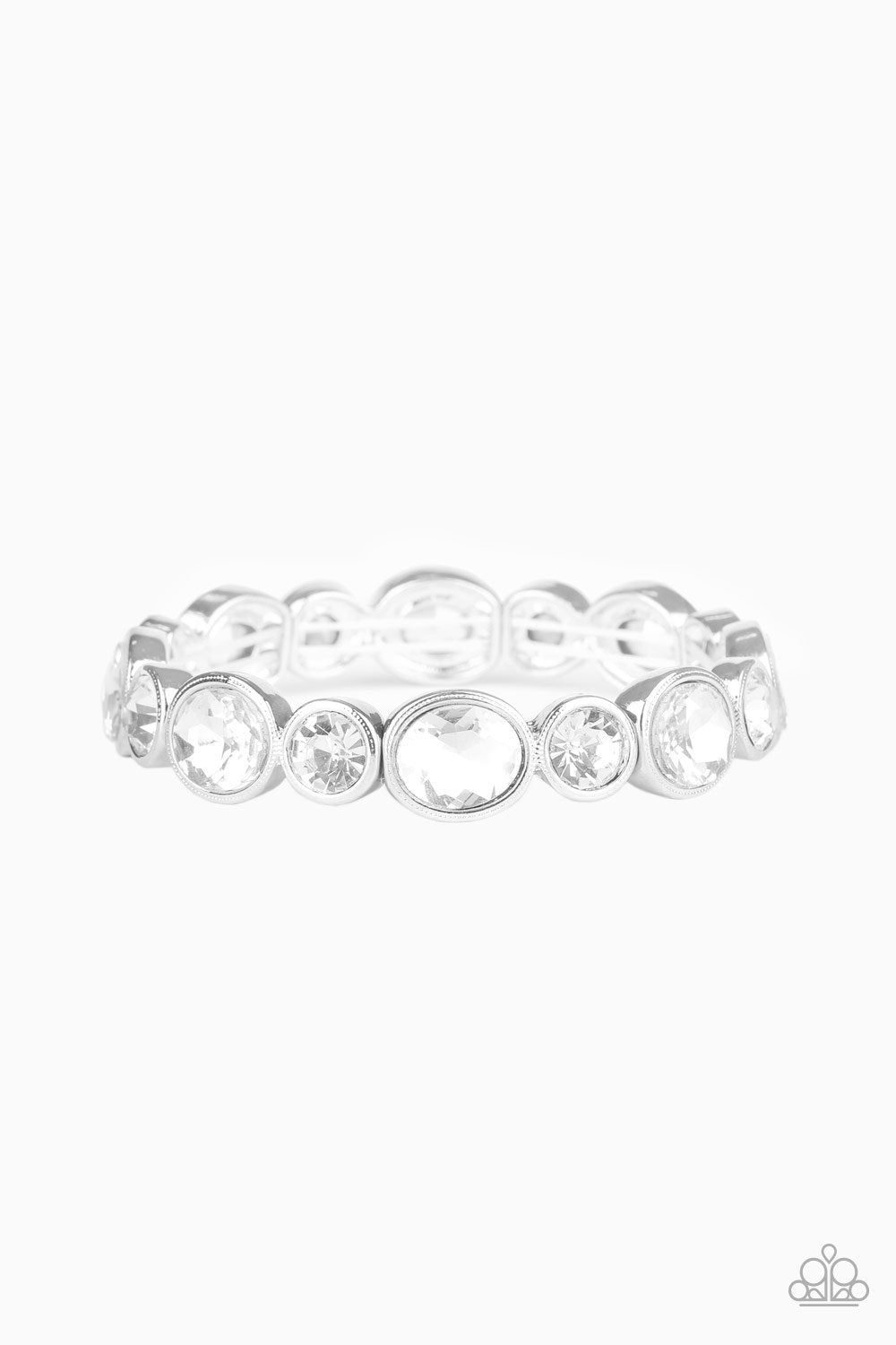 Still GLOWING Strong White Rhinestone Bracelet - Paparazzi Accessories- lightbox - CarasShop.com - Paparazzi Jewelry by Cara Jewels