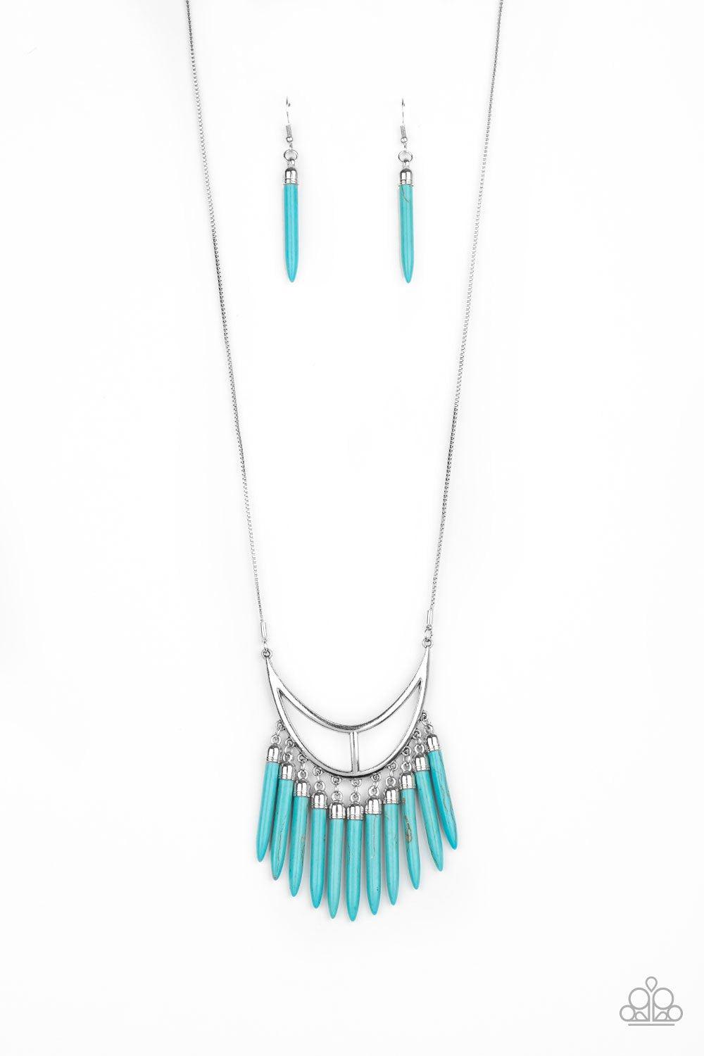 Stone Age A-Lister Turquoise Blue Stone and Silver Necklace - Paparazzi Accessories- lightbox - CarasShop.com - Paparazzi Jewelry by Cara Jewels