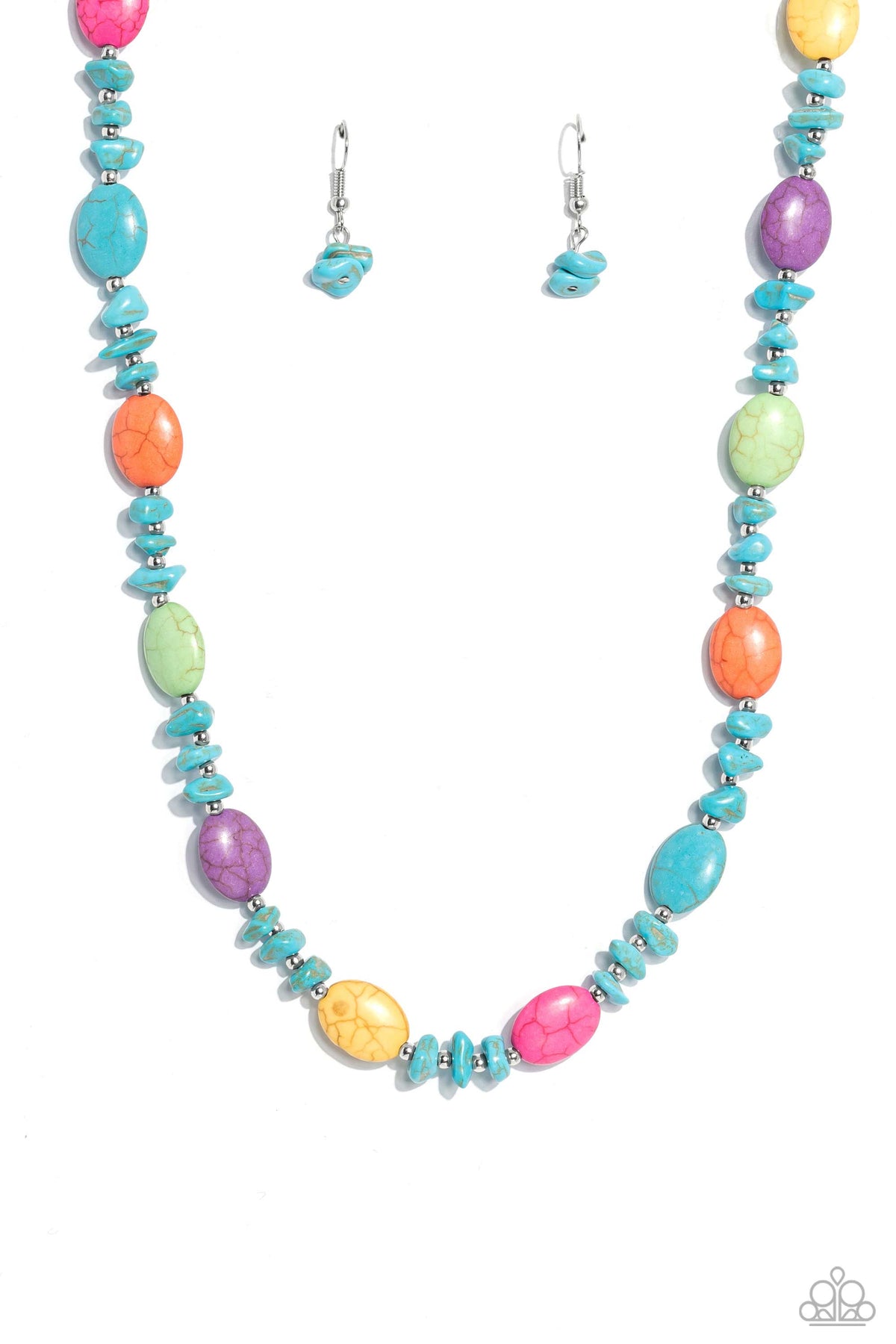 Stone Age Showcase Multi & Turquoise Blue Stone Necklace - Paparazzi Accessories- lightbox - CarasShop.com - Paparazzi Jewelry by Cara Jewels