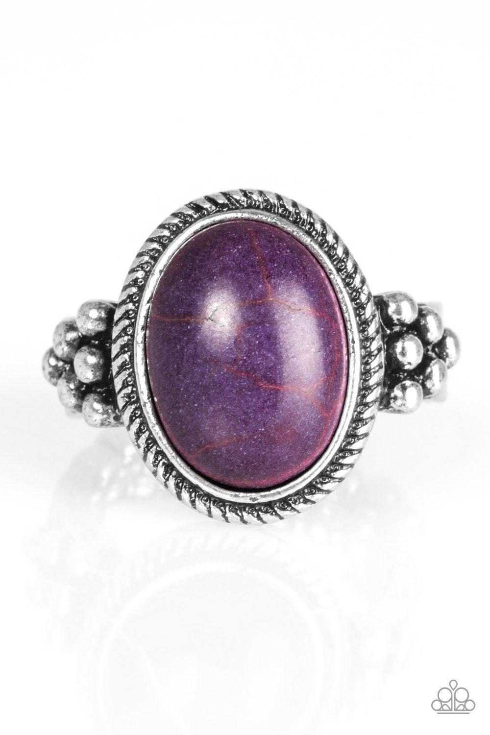 Stone Age Sophistication Purple Stone Ring - Paparazzi Accessories- on model - CarasShop.com - Paparazzi Jewelry by Cara Jewels