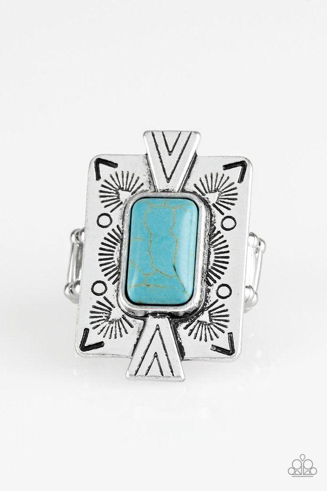 Stone Cold Couture Turquoise Blue Stone Ring - Paparazzi Accessories- lightbox - CarasShop.com - Paparazzi Jewelry by Cara Jewels