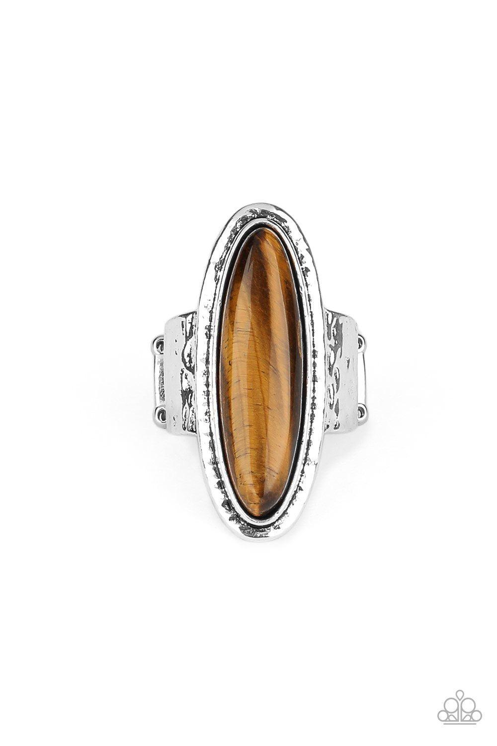Stone Mystic Brown Tiger's Eye Ring - Paparazzi Accessories- lightbox - CarasShop.com - Paparazzi Jewelry by Cara Jewels