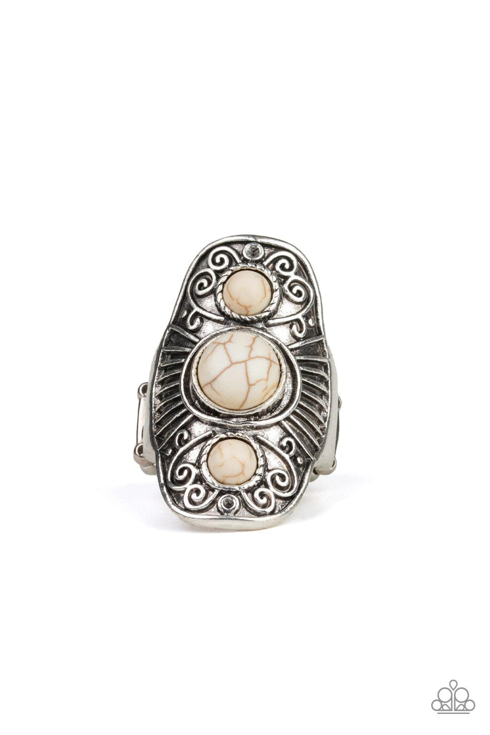 Stone Oracle White Stone Ring - Paparazzi Accessories- lightbox - CarasShop.com - Paparazzi Jewelry by Cara Jewels