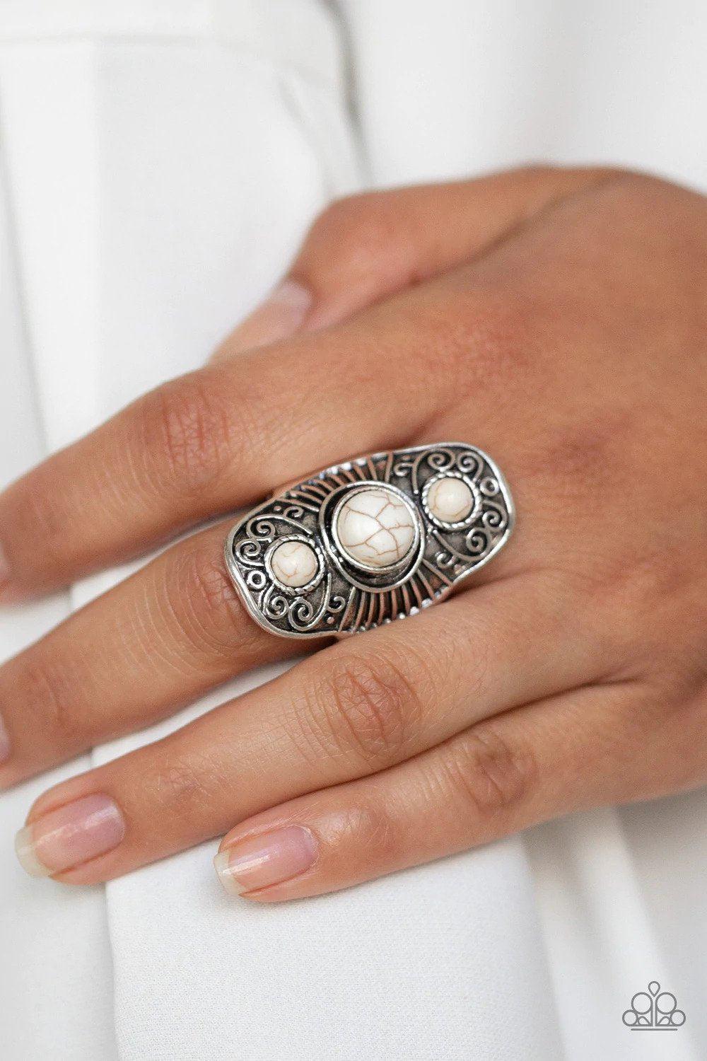 Stone Oracle White Stone Ring - Paparazzi Accessories- lightbox - CarasShop.com - Paparazzi Jewelry by Cara Jewels