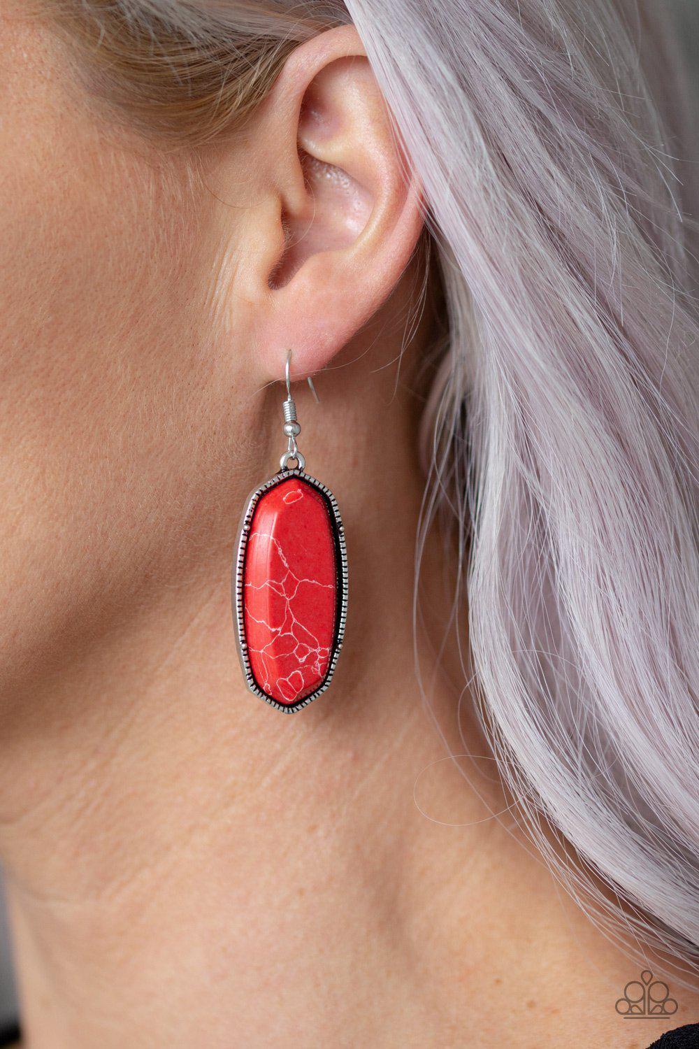 Stone Quest Red Stone Earrings - Paparazzi Accessories- lightbox - CarasShop.com - Paparazzi Jewelry by Cara Jewels