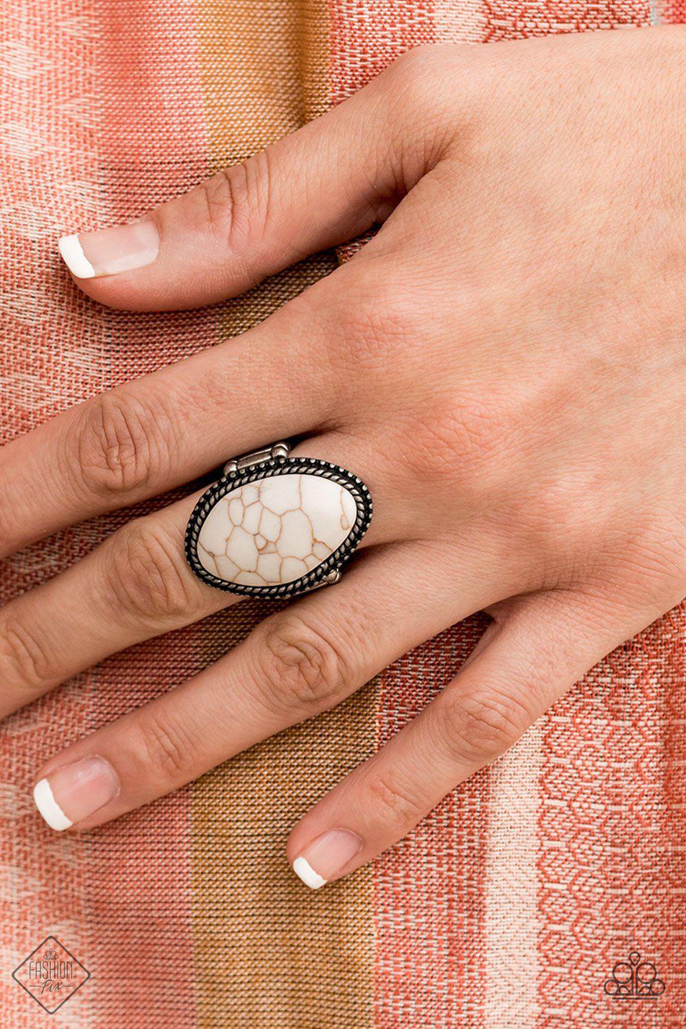 Stone Samba White Stone Ring - Paparazzi Accessories- lightbox - CarasShop.com - Paparazzi Jewelry by Cara Jewels