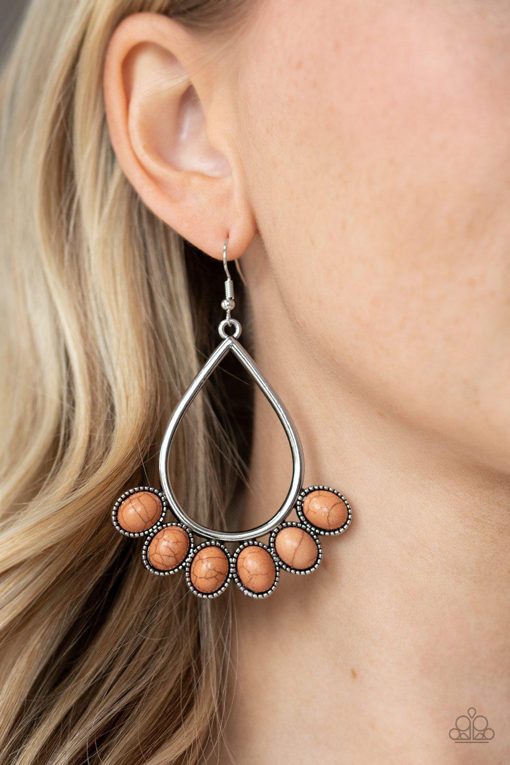 Stone Sky Brown Stone Earrings - Paparazzi Accessories- lightbox - CarasShop.com - Paparazzi Jewelry by Cara Jewels