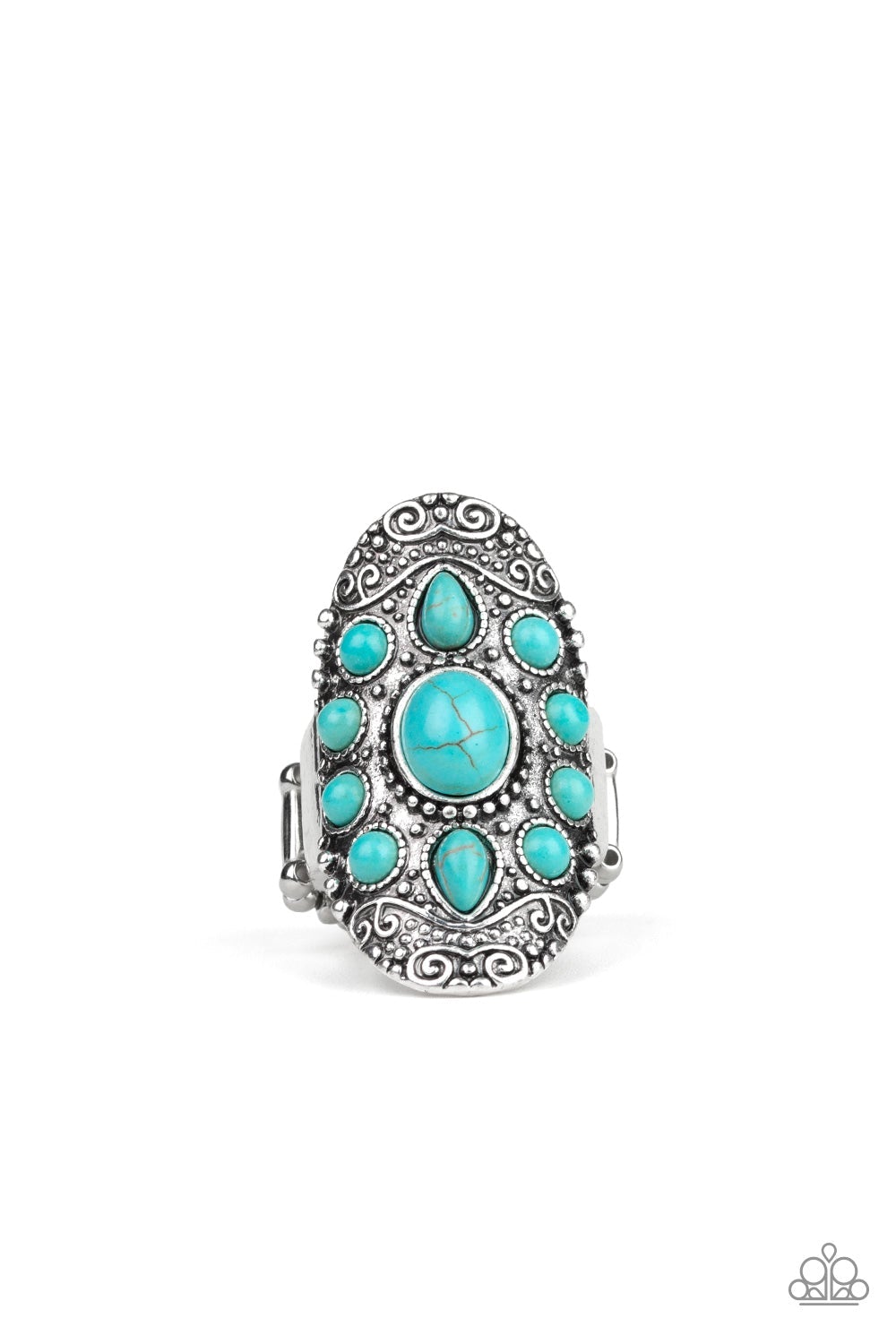 Stone Sunrise Turquoise Blue Ring - Paparazzi Accessories- lightbox - CarasShop.com - Paparazzi Jewelry by Cara Jewels