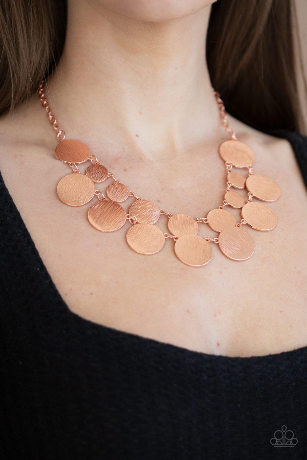 Stop and Reflect Textured Copper Necklace - Paparazzi Accessories- lightbox - CarasShop.com - Paparazzi Jewelry by Cara Jewels