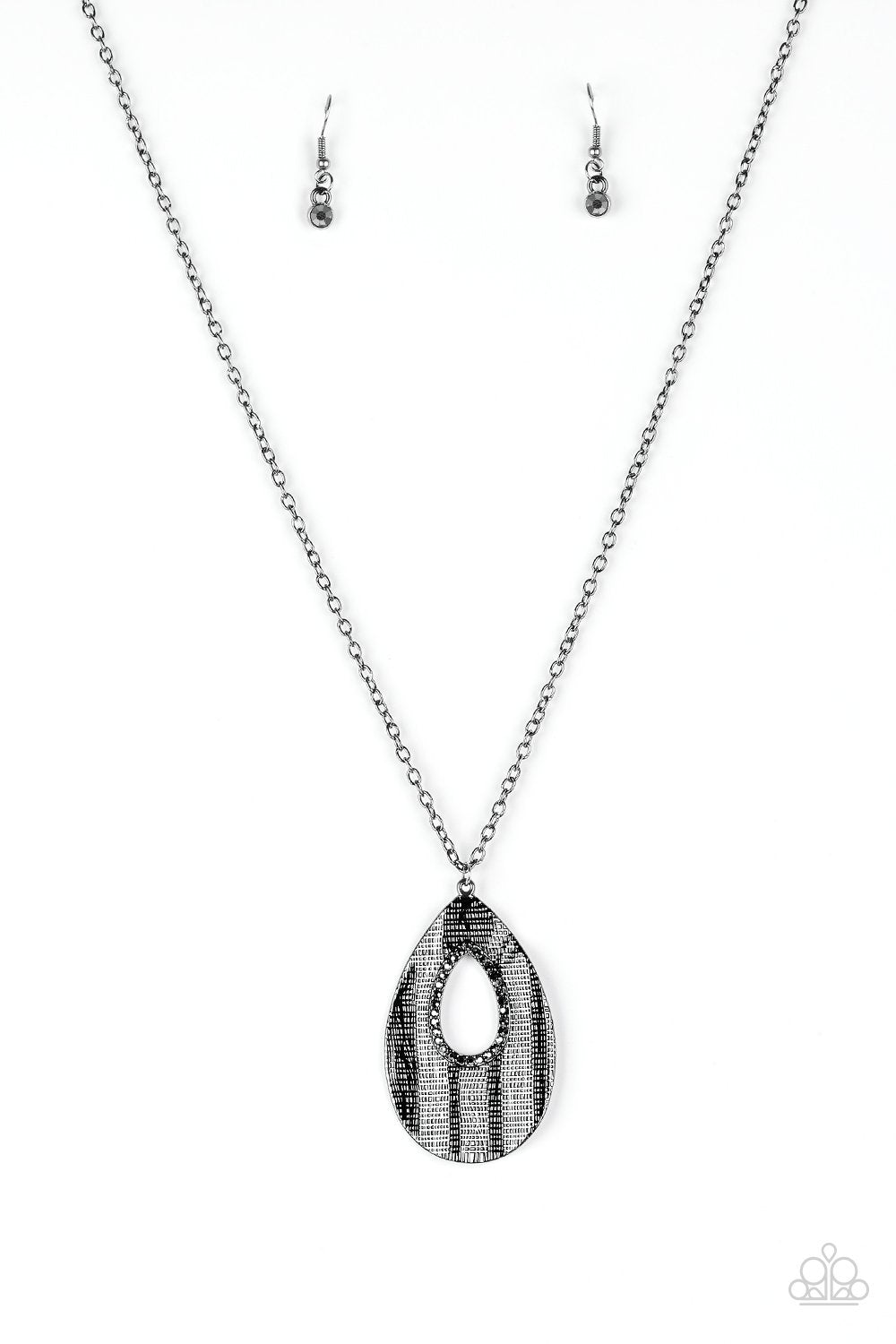 Stop TEARDROP and Roll Gunmetal Black Necklace - Paparazzi Accessories- lightbox - CarasShop.com - Paparazzi Jewelry by Cara Jewels
