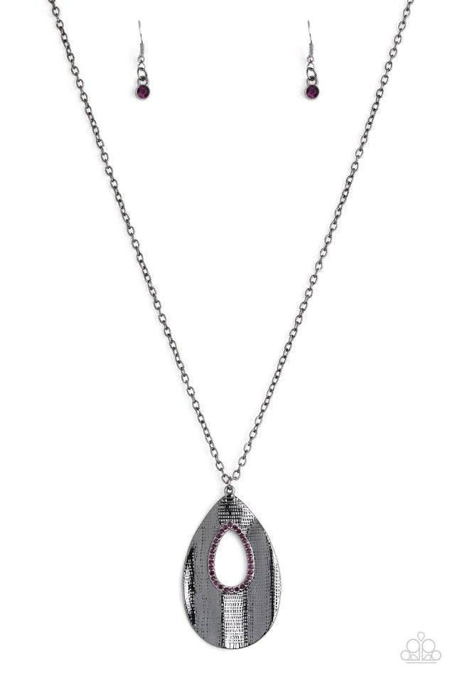 Stop, Teardrop and Roll Purple Necklace - Paparazzi Accessories- lightbox - CarasShop.com - Paparazzi Jewelry by Cara Jewels
