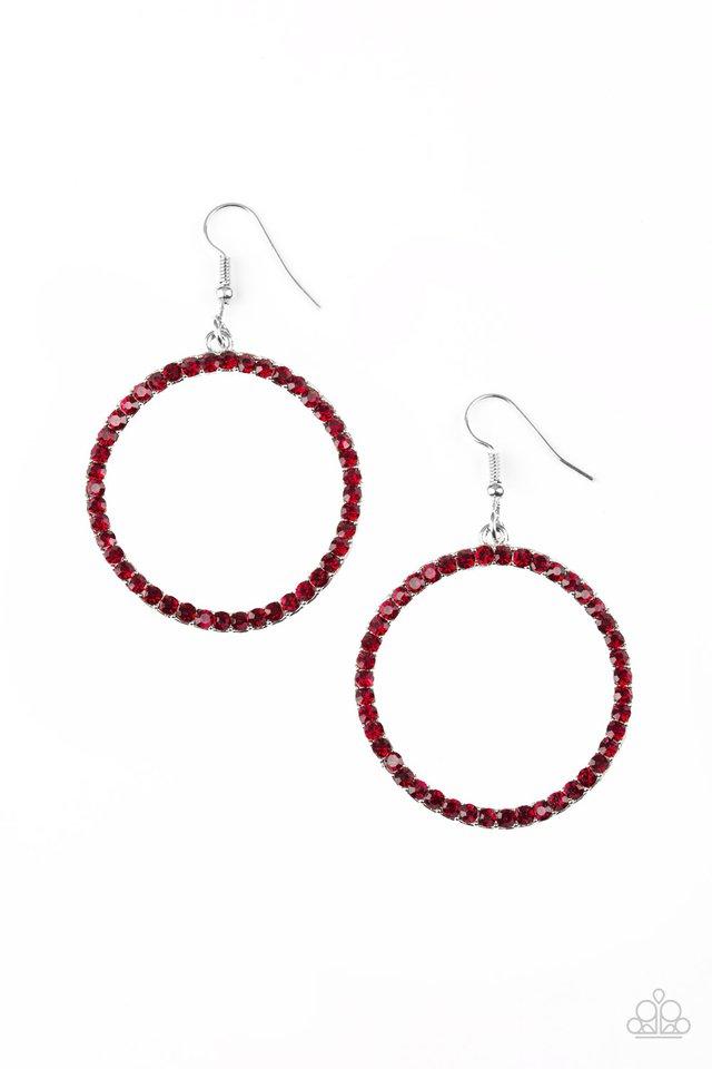 Stoppin Traffic Red Earrings - Paparazzi Accessories- on model - CarasShop.com - Paparazzi Jewelry by Cara Jewels