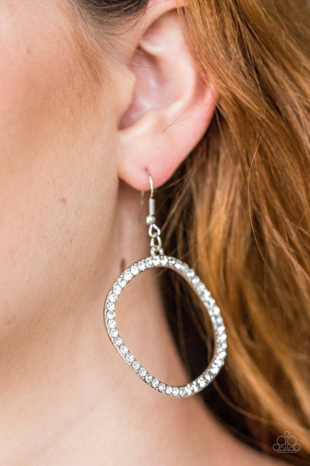 Stoppin Traffic White Earrings - Paparazzi Accessories- lightbox - CarasShop.com - Paparazzi Jewelry by Cara Jewels