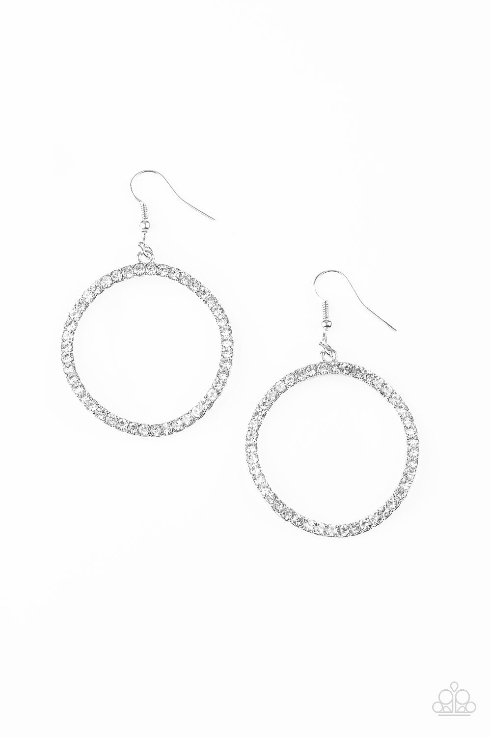 Stoppin Traffic White Earrings - Paparazzi Accessories- on model - CarasShop.com - Paparazzi Jewelry by Cara Jewels