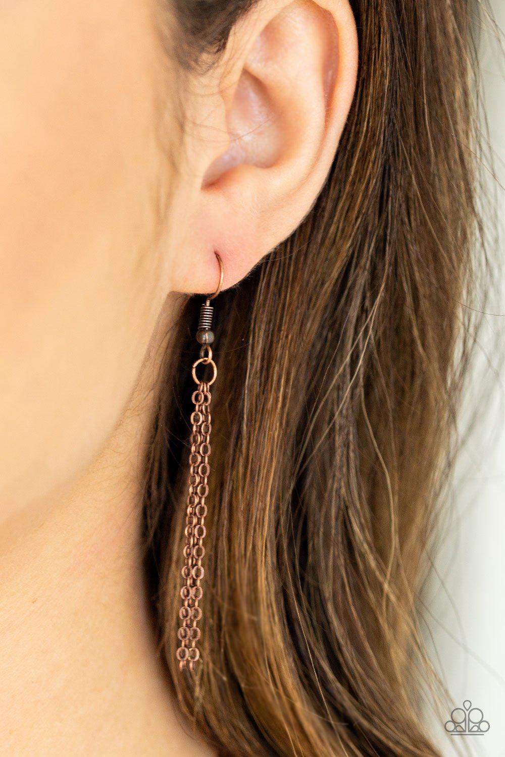 Straight From The Heart Copper Heart Necklace - Paparazzi Accessories - free matching earrings -CarasShop.com - Paparazzi Jewelry by Cara Jewels