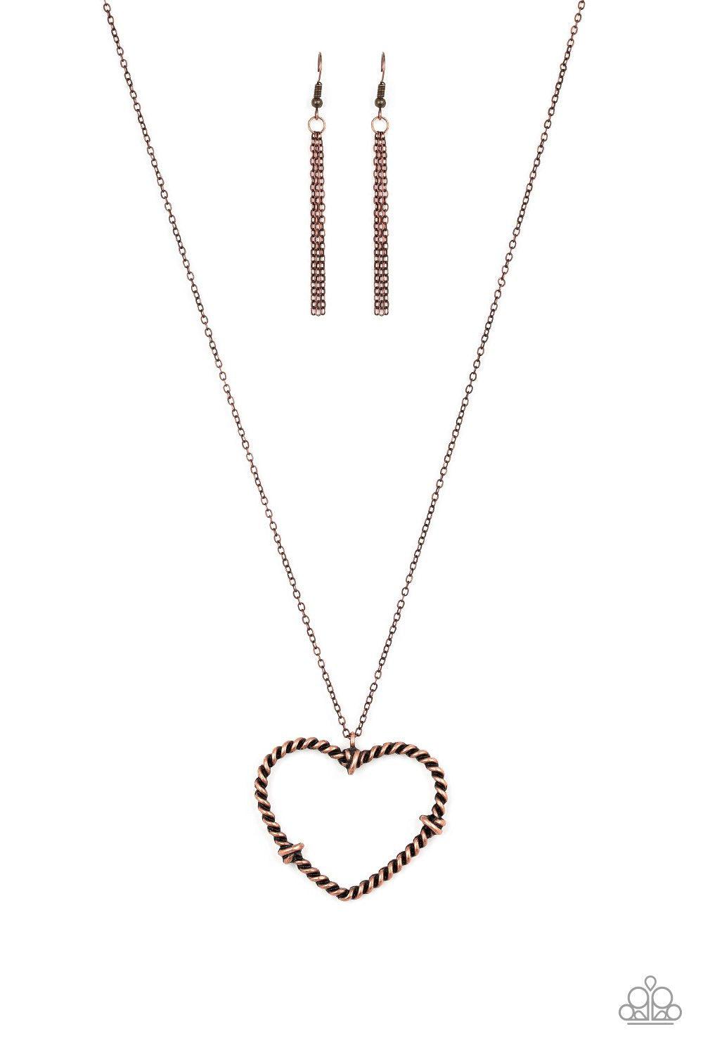 Straight From The Heart Copper Heart Necklace - Paparazzi Accessories- lightbox - CarasShop.com - Paparazzi Jewelry by Cara Jewels