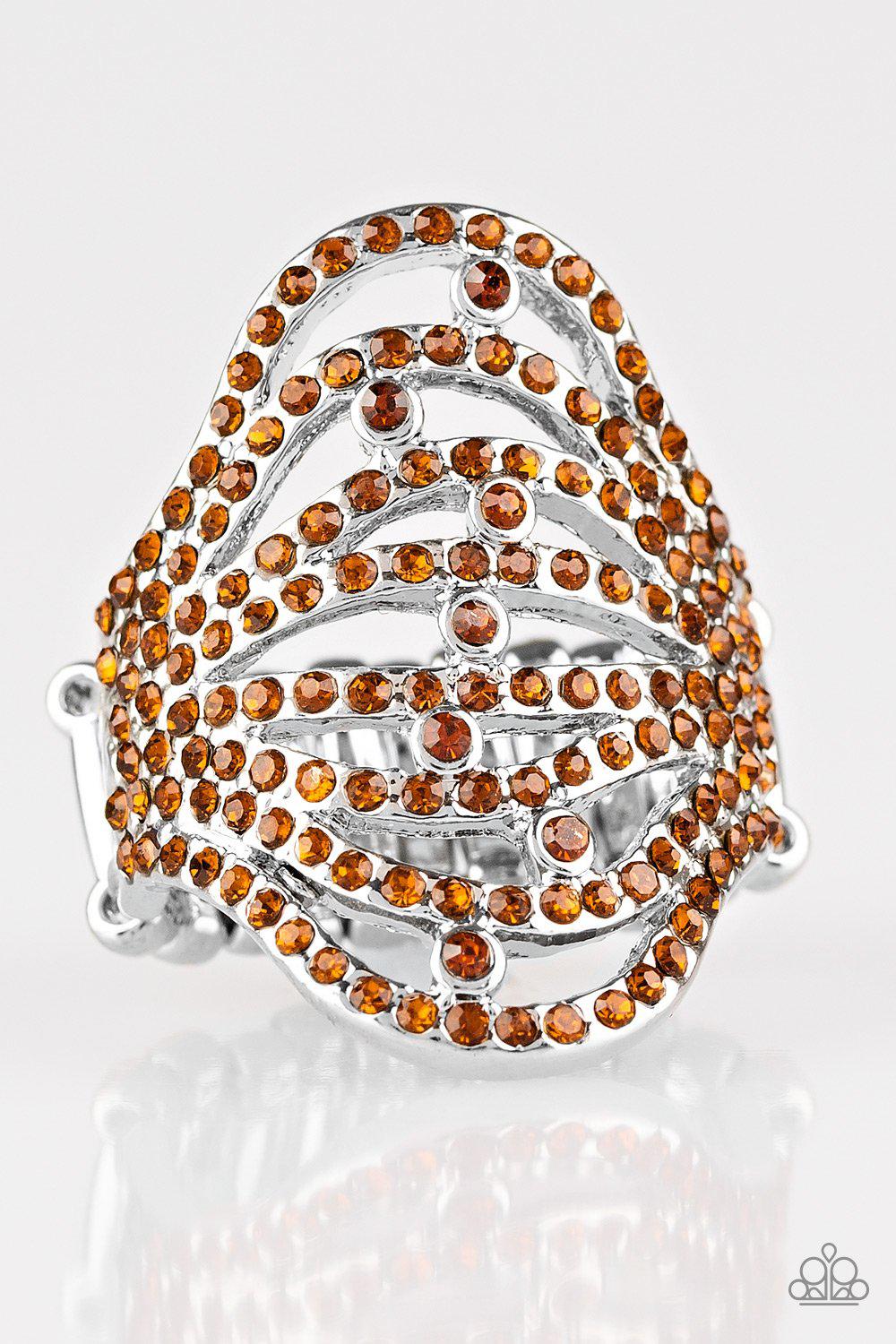 Stratospheric Brown Gem Ring - Paparazzi Accessories- lightbox - CarasShop.com - Paparazzi Jewelry by Cara Jewels