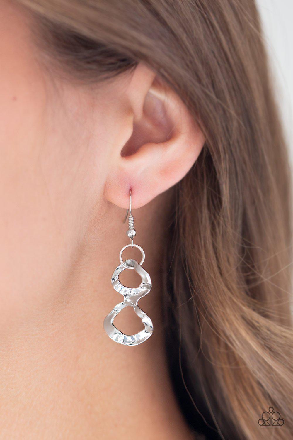 Street Meet and Greet Silver Double Chain Necklace - Paparazzi Accessories - free matching earrings -CarasShop.com - Paparazzi Jewelry by Cara Jewels