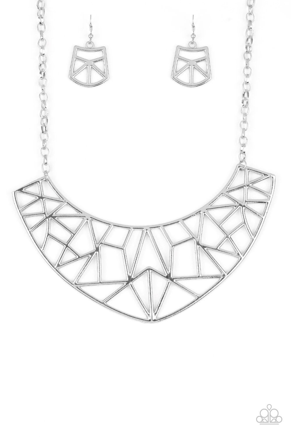 Strike While Haute Silver Statement Necklace - Paparazzi Accessories- lightbox - CarasShop.com - Paparazzi Jewelry by Cara Jewels