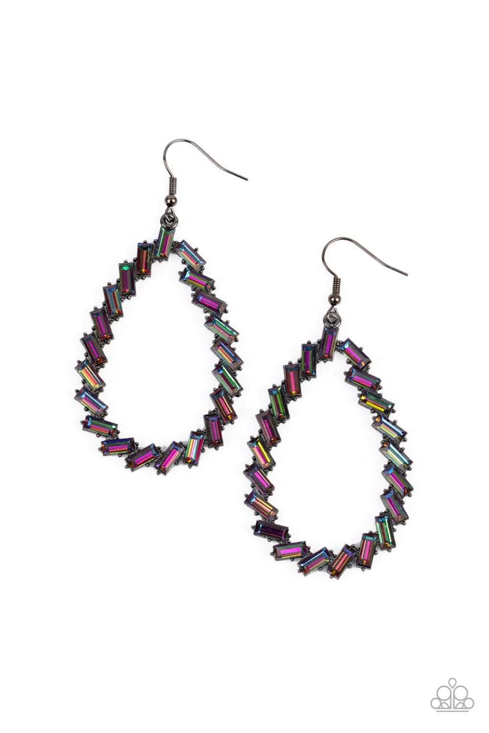 Striking RESPLENDENCE Multi Oil Spill Rhinestone Earrings - Paparazzi Accessories- lightbox - CarasShop.com - Paparazzi Jewelry by Cara Jewels