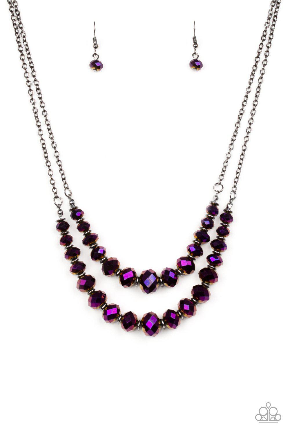 Strikingly Spellbinding Purple Necklace - Paparazzi Accessories - free matching earrings -CarasShop.com - Paparazzi Jewelry by Cara Jewels
