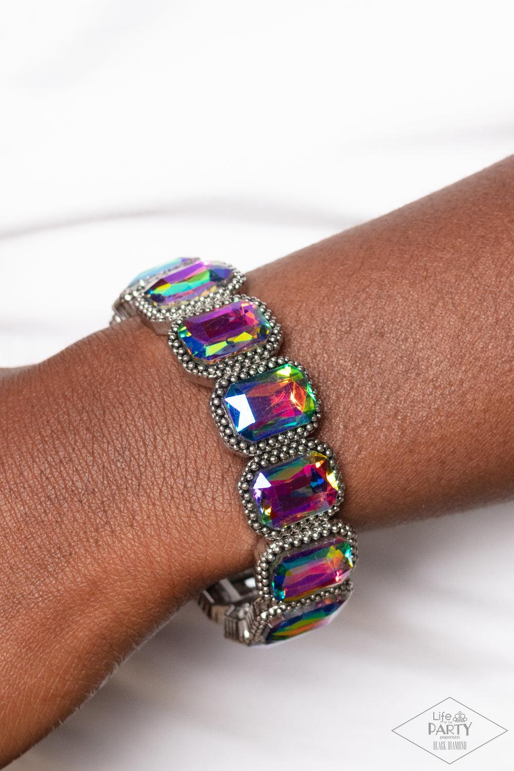Studded Smolder Multi Oil Spill Bracelet - Paparazzi Accessories- on model - CarasShop.com - Paparazzi Jewelry by Cara Jewels