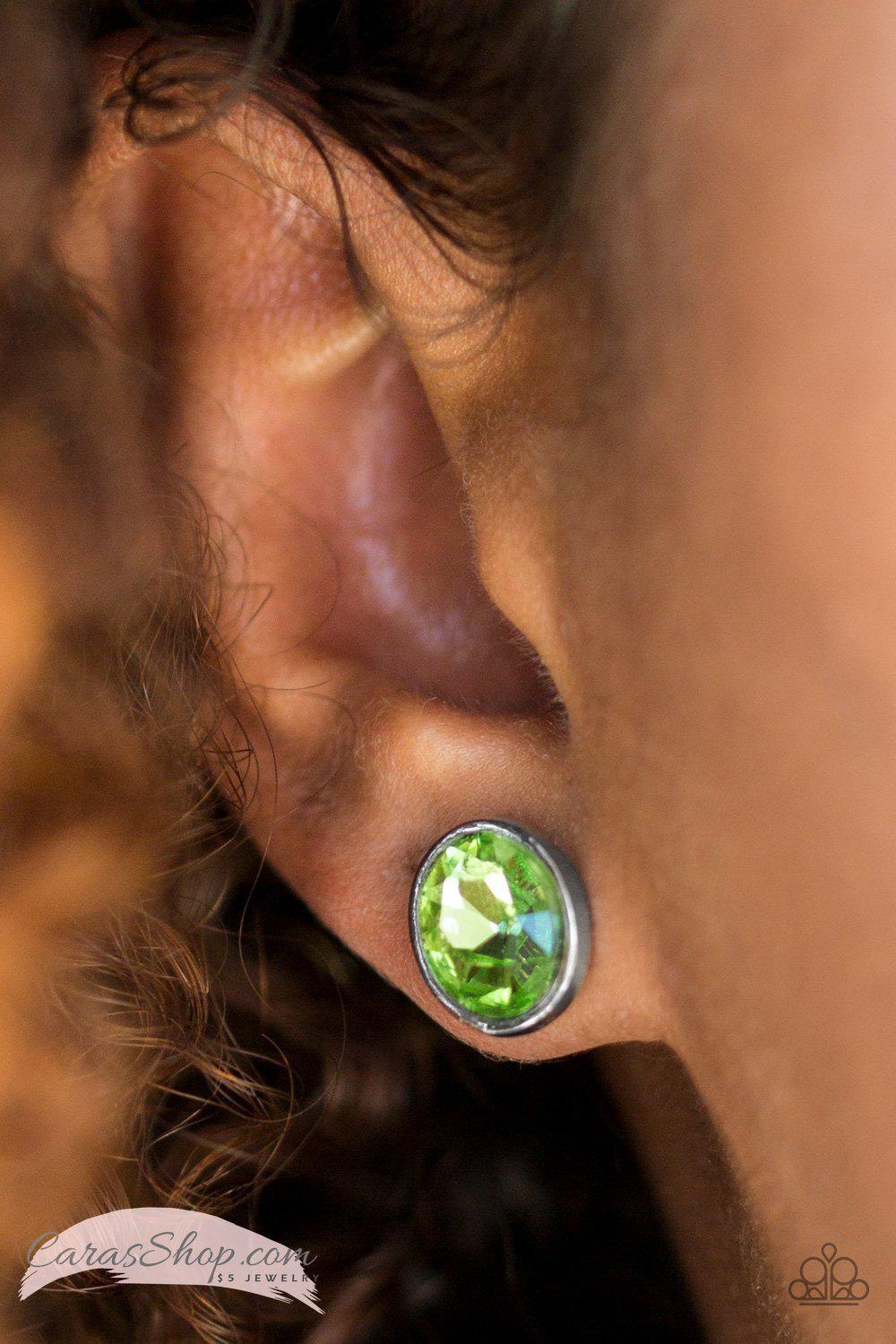 Stunning Shine - Green Gem Post Earrings - Paparazzi Accessories- lightbox - CarasShop.com - Paparazzi Jewelry by Cara Jewels