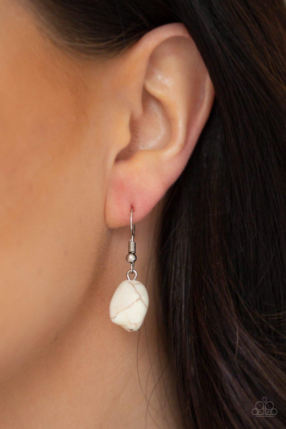 Stunningly Stone Age White Stone Necklace - Paparazzi Accessories - free matching earrings -CarasShop.com - Paparazzi Jewelry by Cara Jewels