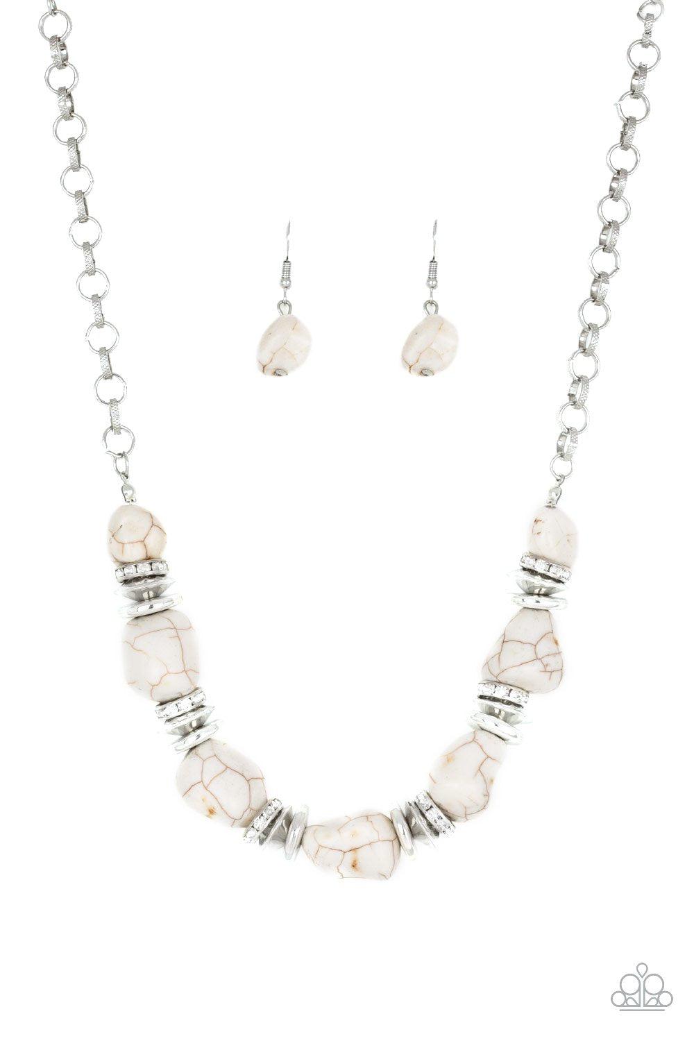 Stunningly Stone Age White Stone Necklace - Paparazzi Accessories- lightbox - CarasShop.com - Paparazzi Jewelry by Cara Jewels