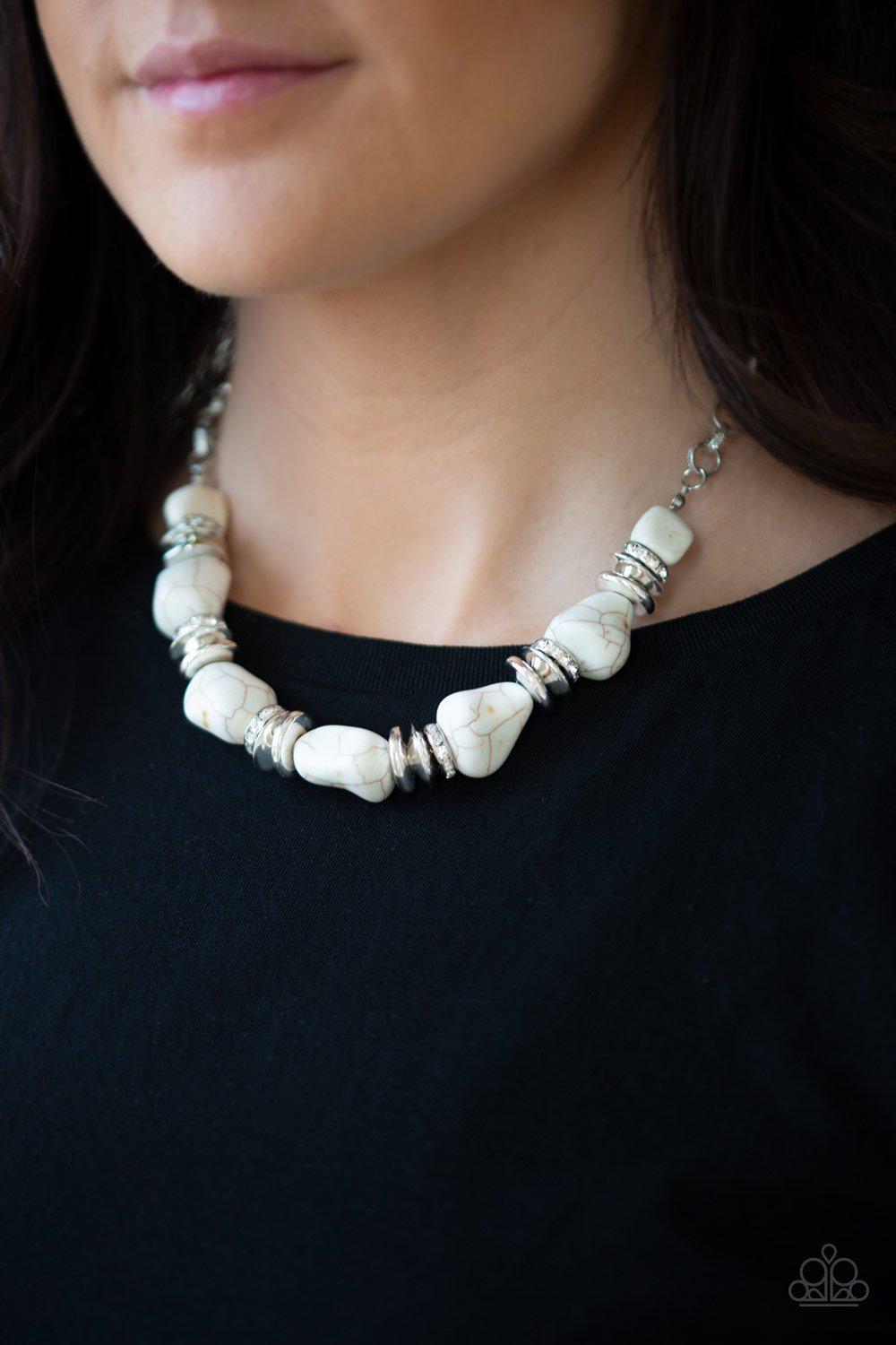 Stunningly Stone Age White Stone Necklace - Paparazzi Accessories- lightbox - CarasShop.com - Paparazzi Jewelry by Cara Jewels