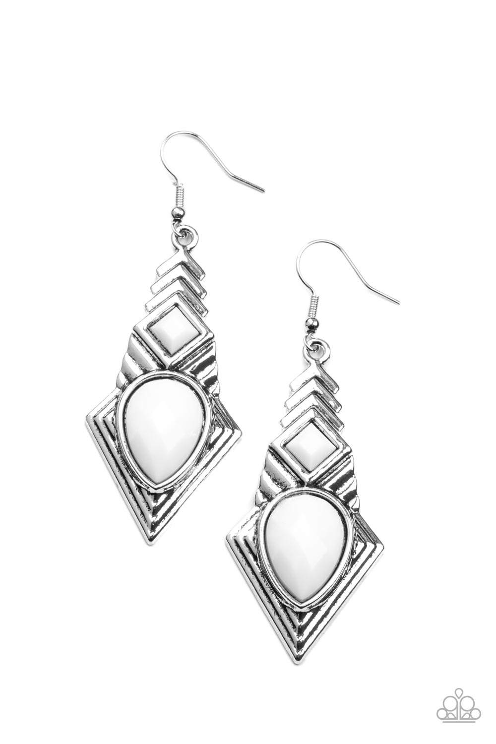Stylishly Sonoran White Earrings - Paparazzi Accessories- lightbox - CarasShop.com - Paparazzi Jewelry by Cara Jewels