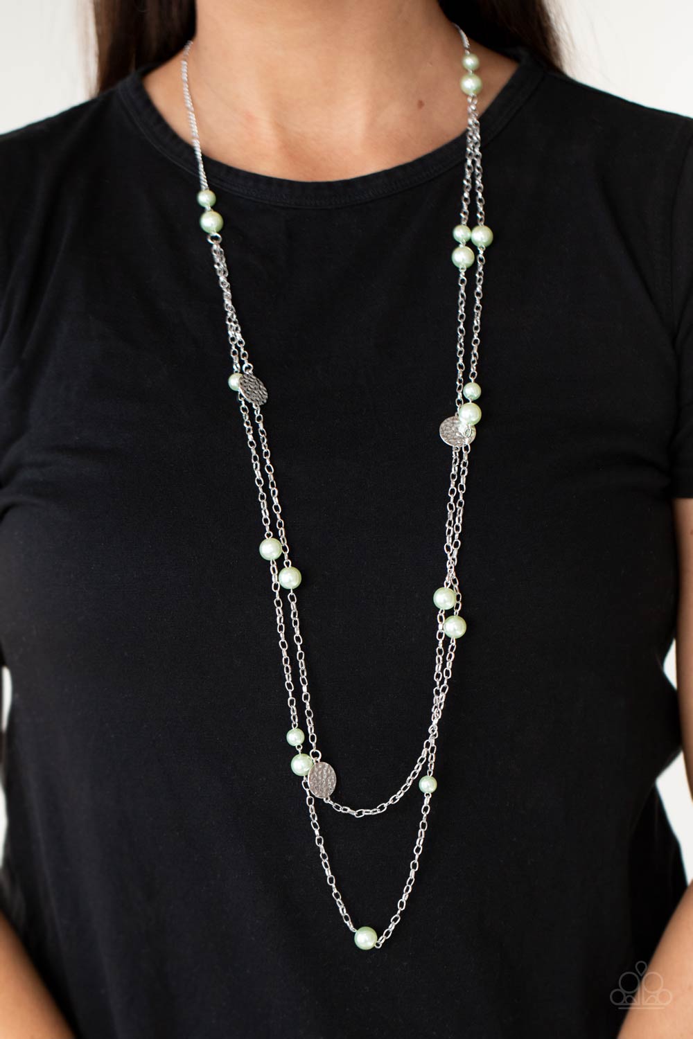 Sublime Awakening Green Necklace - Paparazzi Accessories- on model - CarasShop.com - Paparazzi Jewelry by Cara Jewels