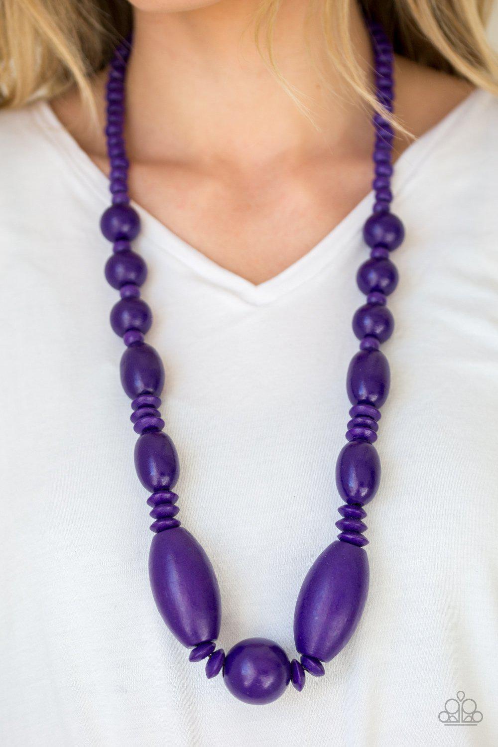 Summer Breezin' Purple Wood Necklace - Paparazzi Accessories- lightbox - CarasShop.com - Paparazzi Jewelry by Cara Jewels