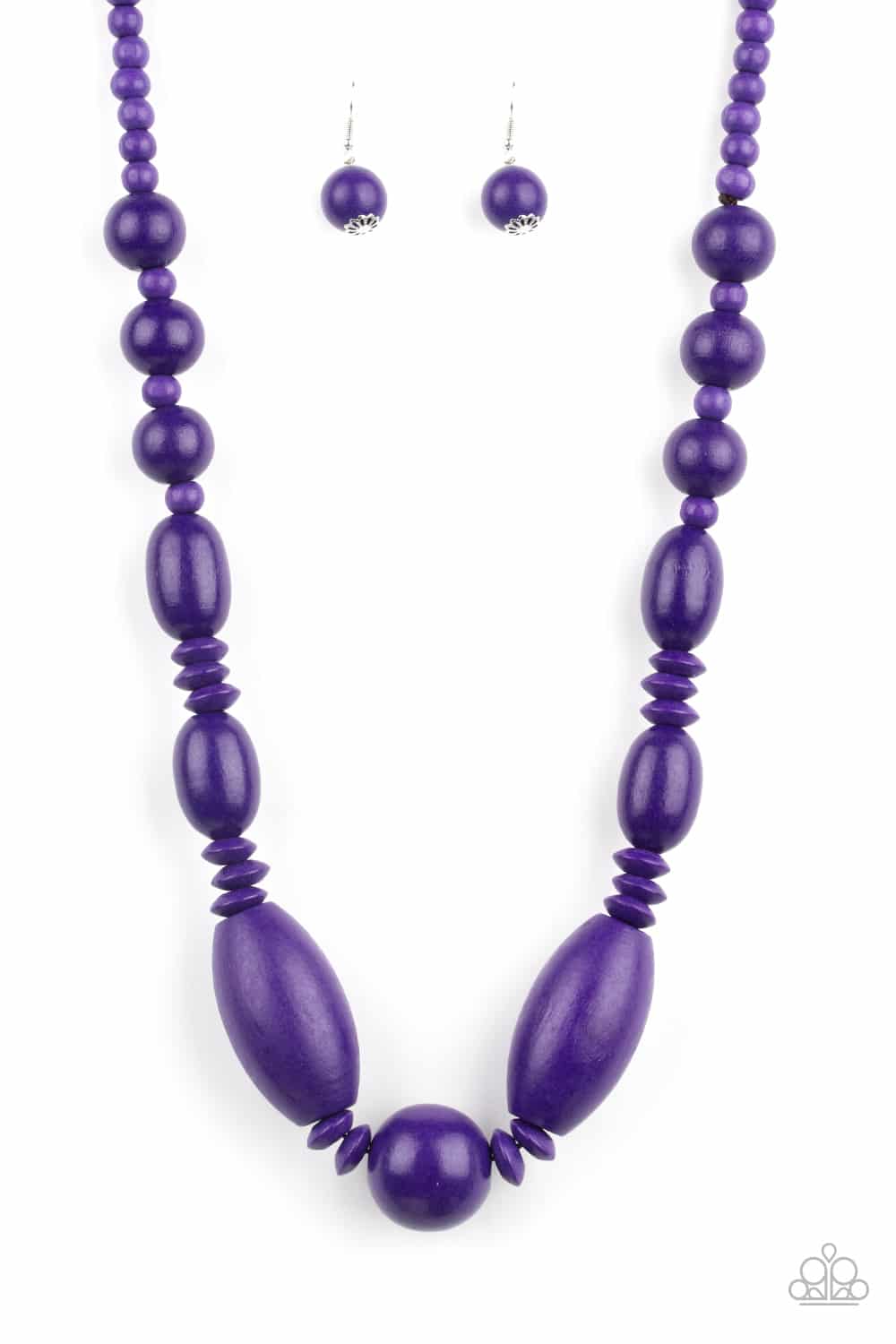 Summer Breezin' Purple Wood Necklace - Paparazzi Accessories- on model - CarasShop.com - Paparazzi Jewelry by Cara Jewels