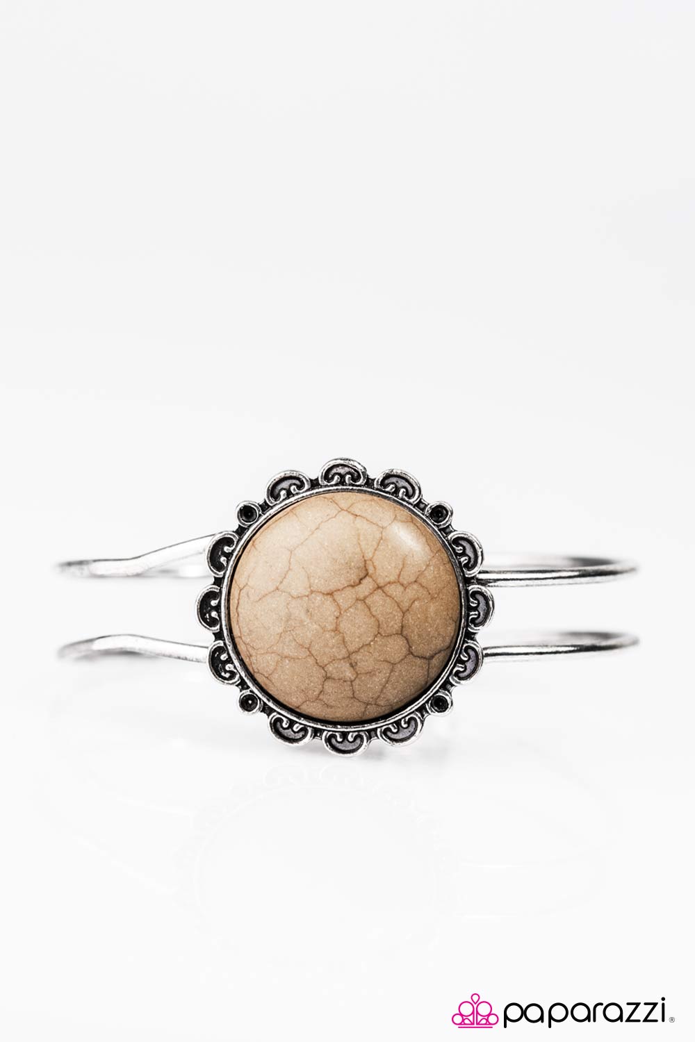 Summer Extravaganza Brown Stone Hinged Bracelet - Paparazzi Accessories- on model - CarasShop.com - Paparazzi Jewelry by Cara Jewels