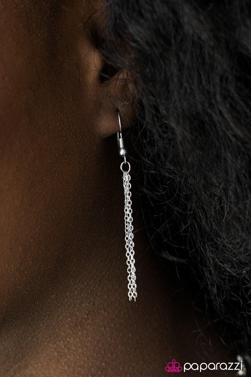 Summer Fiesta Silver and Green Necklace - Paparazzi Accessories - free matching earrings -CarasShop.com - Paparazzi Jewelry by Cara Jewels