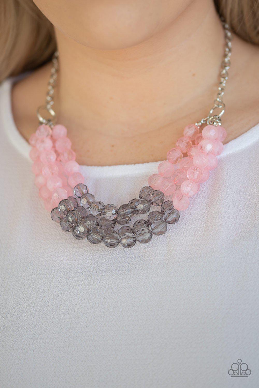 Summer Ice Pink and Gray Necklace - Paparazzi Accessories- lightbox - CarasShop.com - Paparazzi Jewelry by Cara Jewels