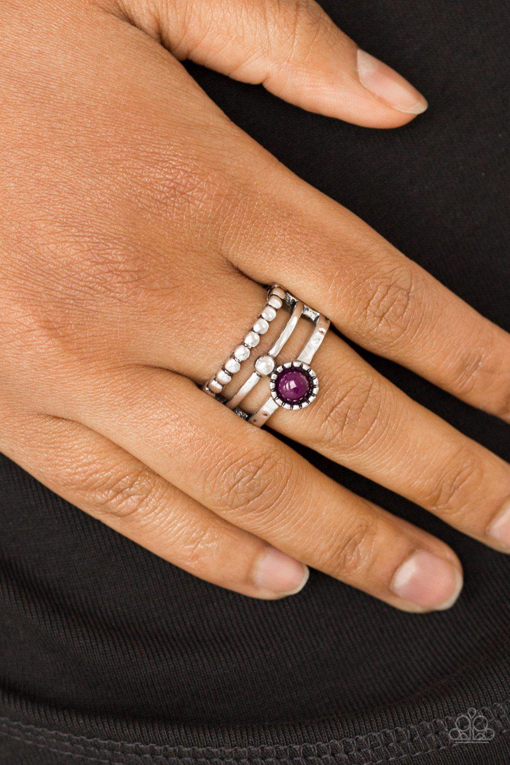 Summer Retreat Silver and Purple Ring - Paparazzi Accessories- lightbox - CarasShop.com - Paparazzi Jewelry by Cara Jewels